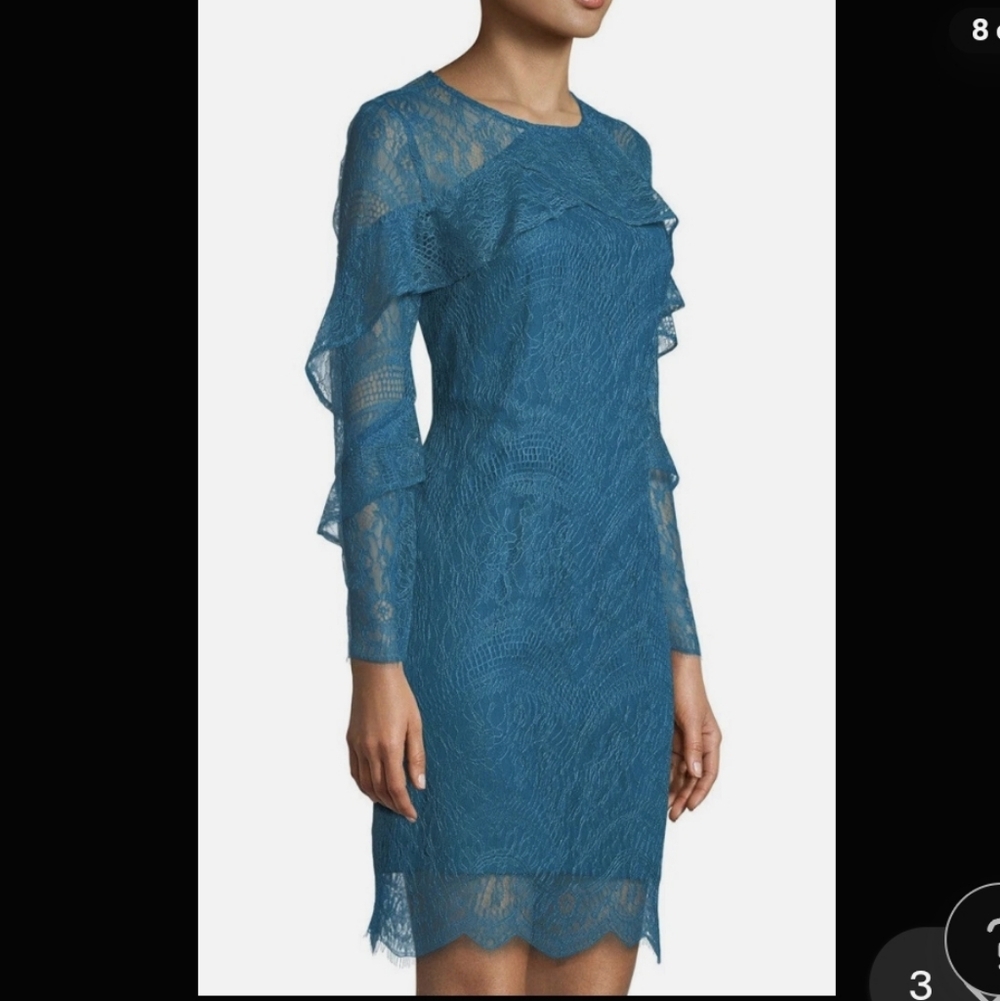 Nanette Lepore Poetic Love Sheer Lace Overlay Sheath Dress Dragonfly 10 Bridal